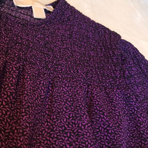 Michael Kors Purple & Black Gathered Bodice Blouse - Picture 9 of 15
